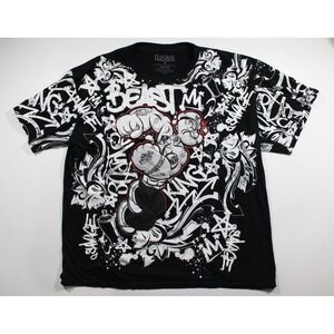 Popeye The Sailor Man T-Shirt Graffiti Street Hip Hop 4XL Black/White